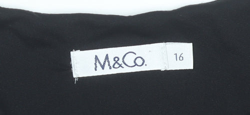 M&Co Women Black Size 16 Sheath Knee Length Sleeveless Dress