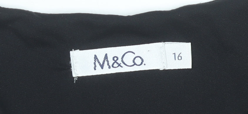 M&Co Women Black Size 16 Sheath Knee Length Sleeveless Dress
