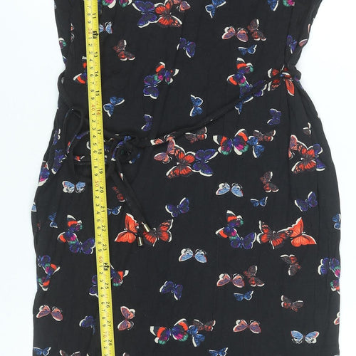 Oasis Women’s Black Butterfly Cold Shoulder Knee Length Sheath Dress Size S