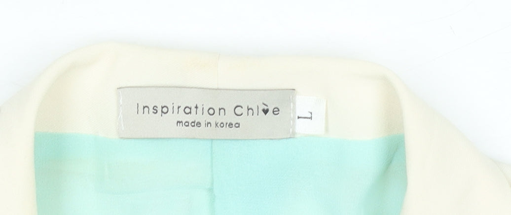 Inspiration Chive Womens Ivory Blazer Jacket L Slim Classic