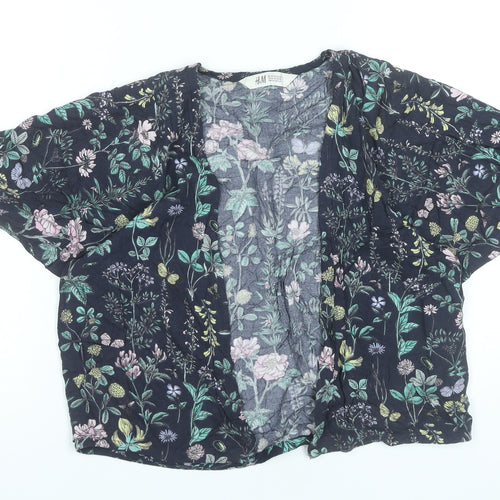 H&M Girls Multicoloured Floral Kimono Blouse 9-10 Years Viscose Summer