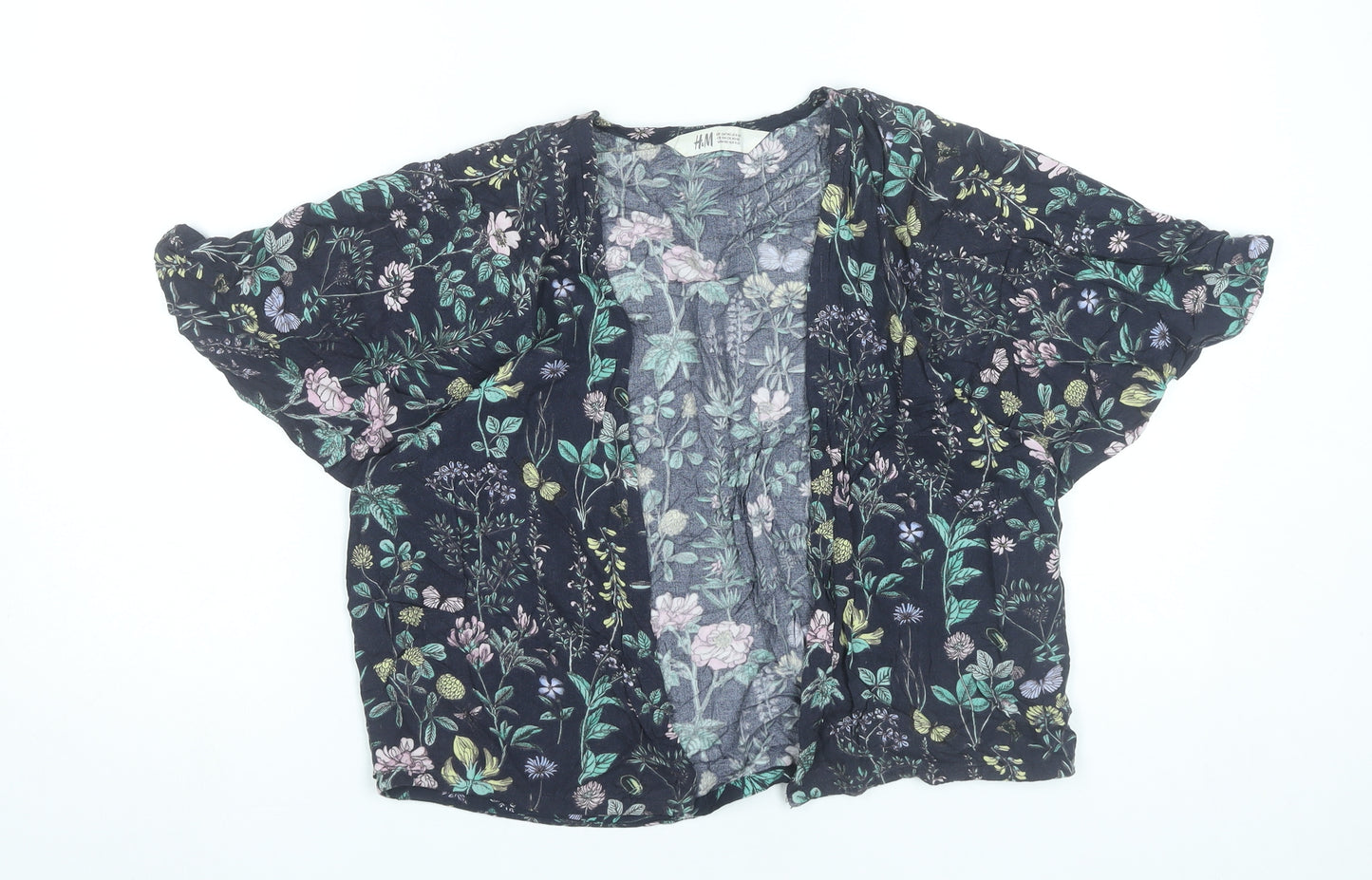 H&M Girls Multicoloured Floral Kimono Blouse 9-10 Years Viscose Summer