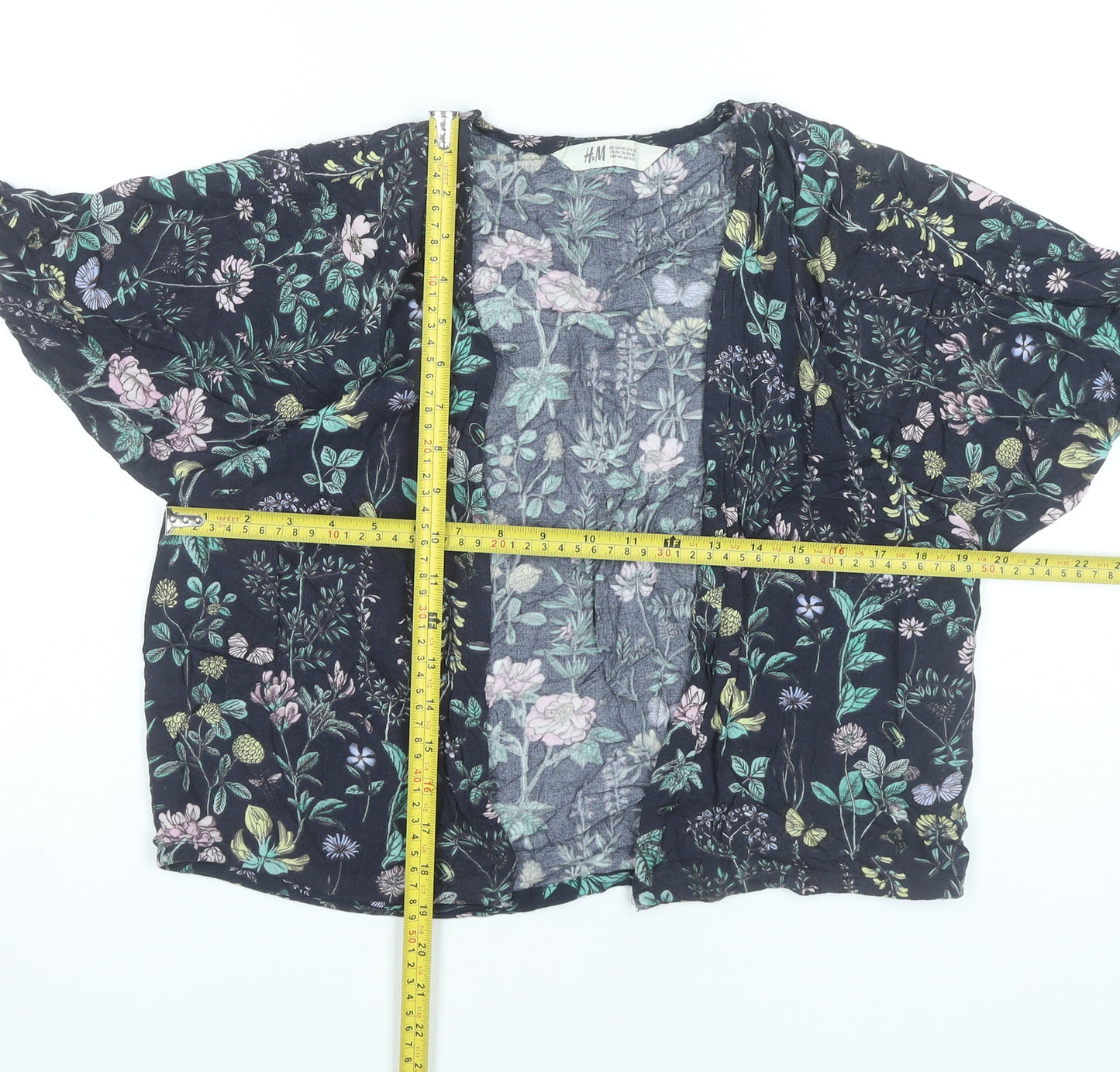 H&M Girls Multicoloured Floral Kimono Blouse 9-10 Years Viscose Summer