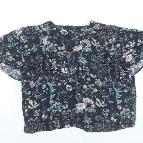 H&M Girls Multicoloured Floral Kimono Blouse 9-10 Years Viscose Summer