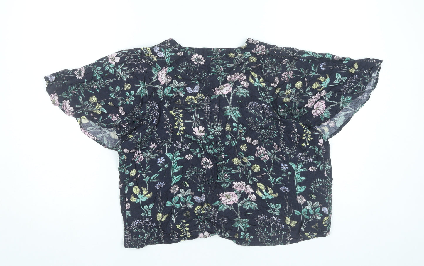 H&M Girls Multicoloured Floral Kimono Blouse 9-10 Years Viscose Summer
