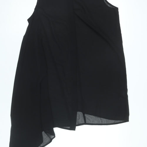 H&M Divided Womens Black Size 10 Sleeveless Asymmetric Tunic Blouse
