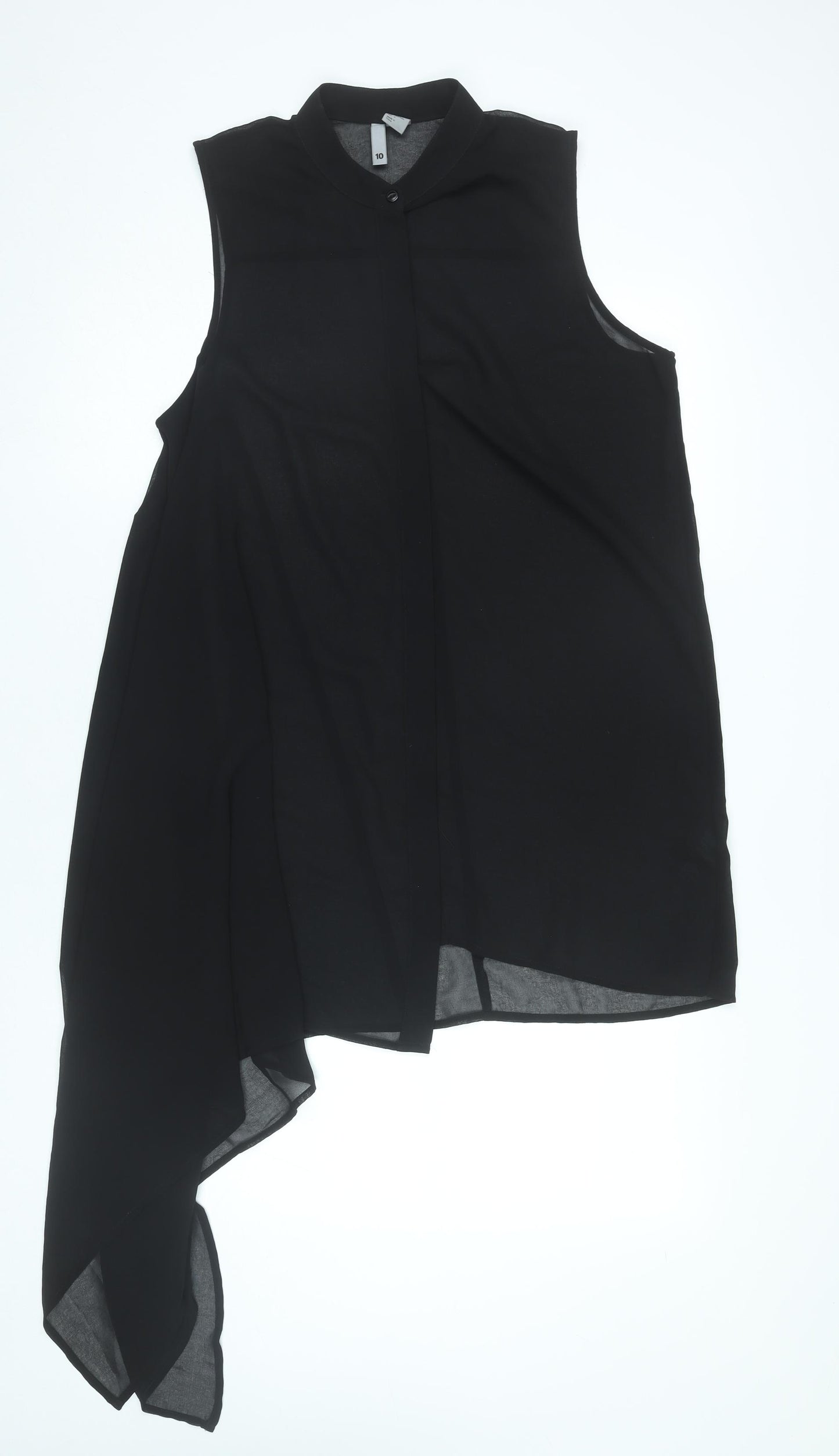 H&M Divided Womens Black Size 10 Sleeveless Asymmetric Tunic Blouse