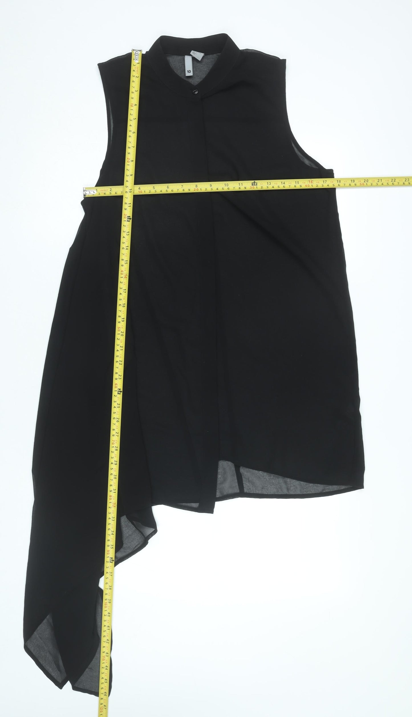 H&M Divided Womens Black Size 10 Sleeveless Asymmetric Tunic Blouse