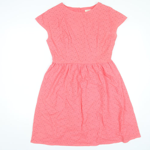 Beacon Cove Womens Pink Cotton A-Line Knee Dress Size 12