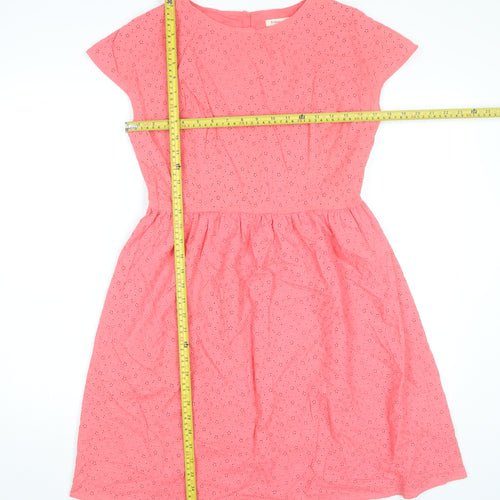 Beacon Cove Womens Pink Cotton A-Line Knee Dress Size 12
