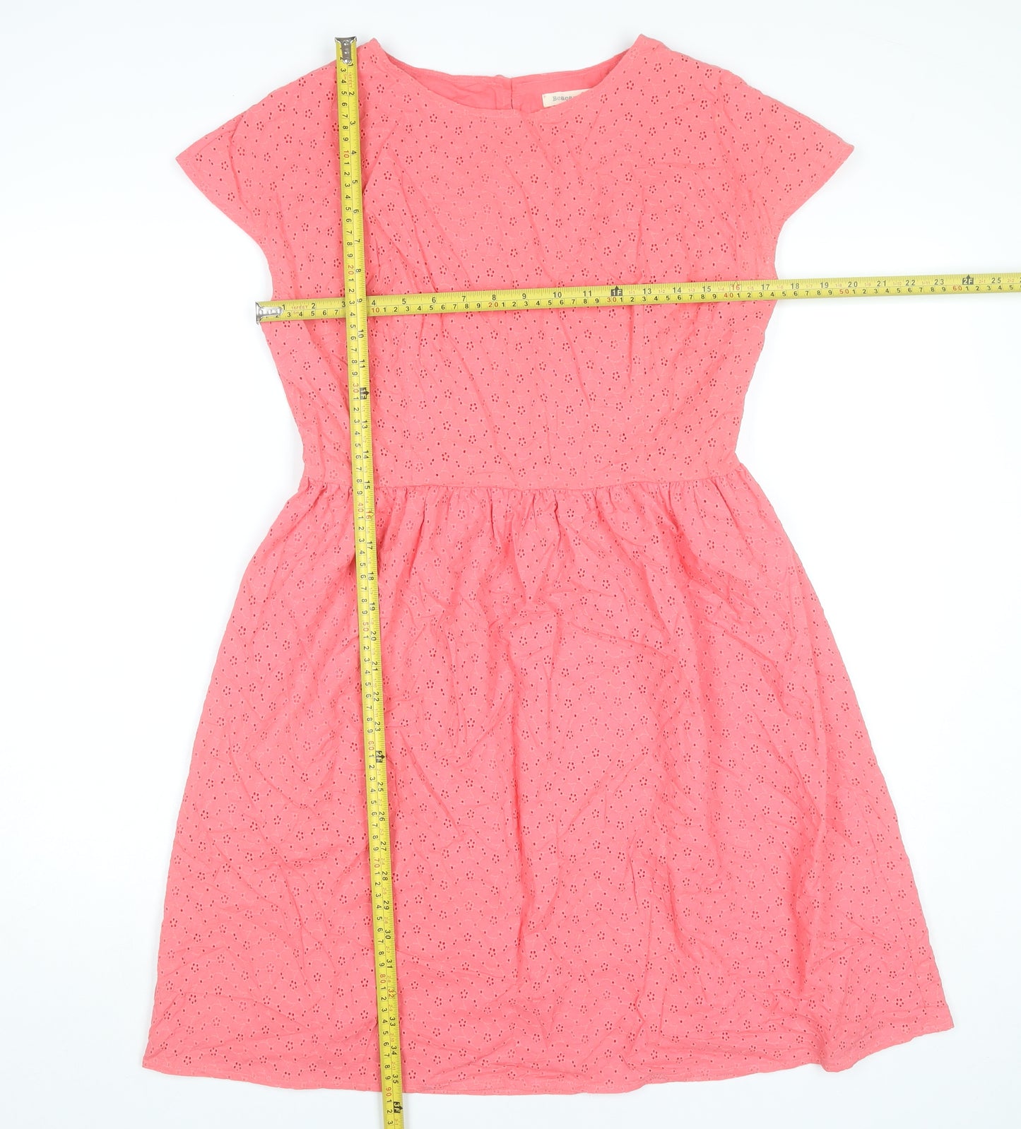 Beacon Cove Womens Pink Cotton A-Line Knee Dress Size 12