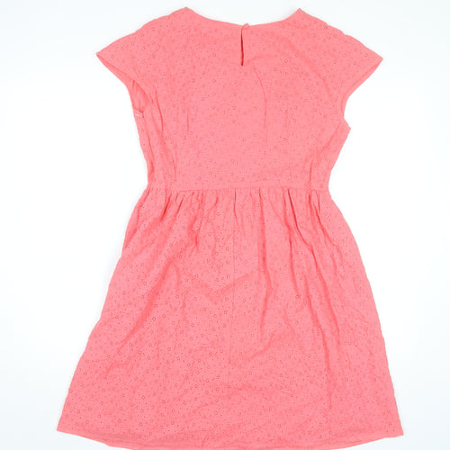 Beacon Cove Womens Pink Cotton A-Line Knee Dress Size 12