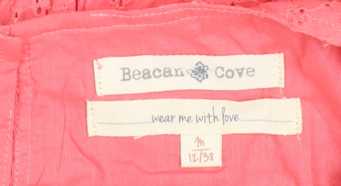 Beacon Cove Womens Pink Cotton A-Line Knee Dress Size 12
