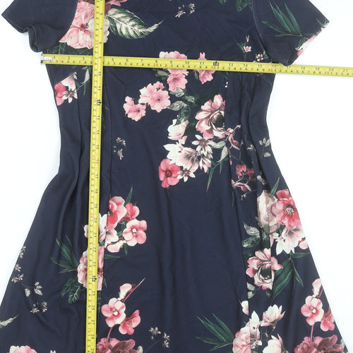 Dorothy Perkins Women’s Blue Floral A-Line Knee Dress Size 10
