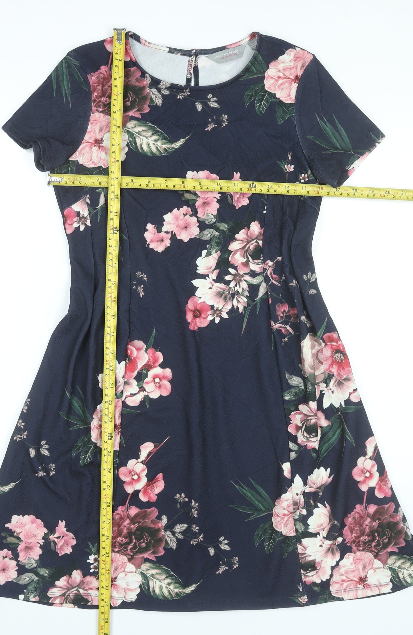 Dorothy Perkins Women’s Blue Floral A-Line Knee Dress Size 10