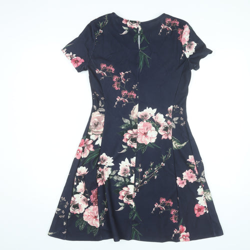 Dorothy Perkins Women’s Blue Floral A-Line Knee Dress Size 10