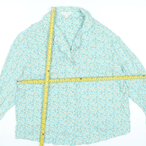 Marks and Spencer Women Blue Floral Pyjama Shirt Top Size 14