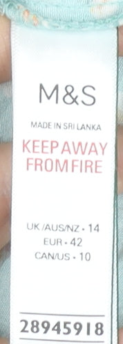 Marks and Spencer Women Blue Floral Pyjama Shirt Top Size 14