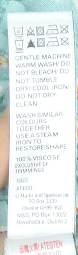 Marks and Spencer Women Blue Floral Pyjama Shirt Top Size 14