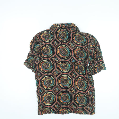 boohooMAN Men's Multicoloured XS Geometric Button-Up Short Sleeve Shirt