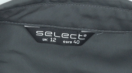 Select Womens Black Blouse UK 12 Long Sleeve Collared Button