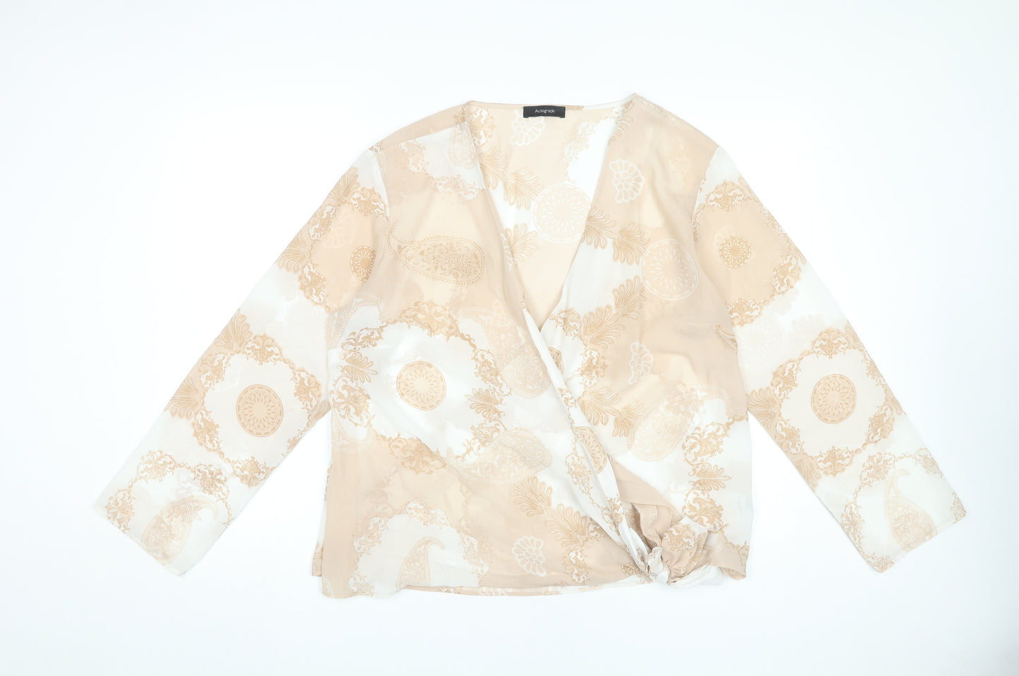 Marks and Spencer Women’s Beige Paisley Wrap Blouse UK 16