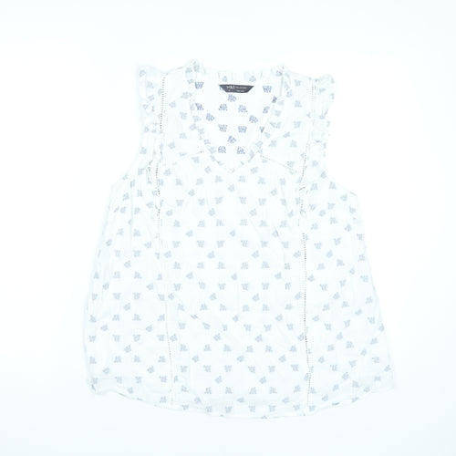 Marks and Spencer Women’s White Floral Ruffle Blouse Size 14