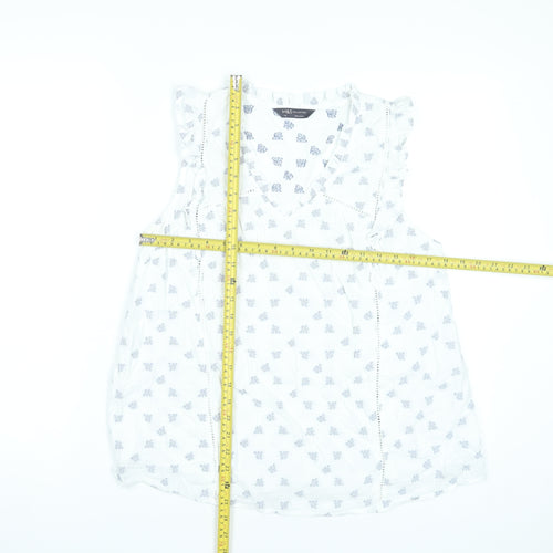 Marks and Spencer Women’s White Floral Ruffle Blouse Size 14