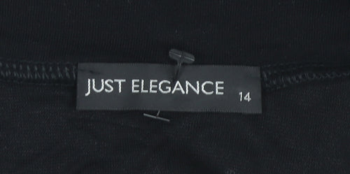Just Elegance Women Black Size 14 A-Line Midi Skirt Stretch