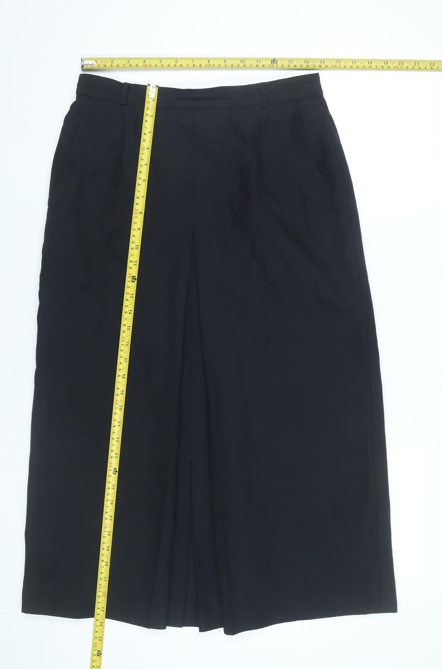 Yarell Womens Black Size 14 Midi Pencil Skirt With Pockets