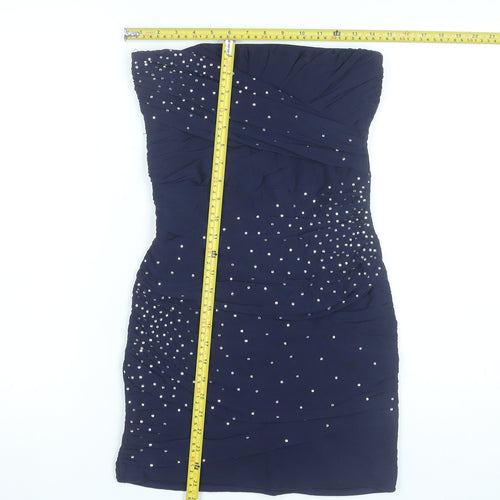 Topshop Women’s Blue Strapless Bodycon Short Dress UK 10 Party Cocktail