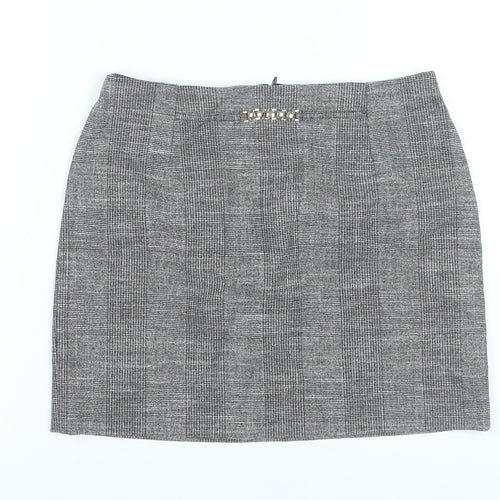 H&M Women’s Grey Check Pencil Skirt Size 12 Workwear Business