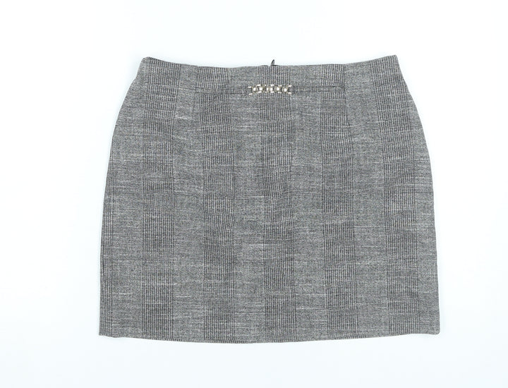 H&M Women’s Grey Check Pencil Skirt Size 12 Workwear Business