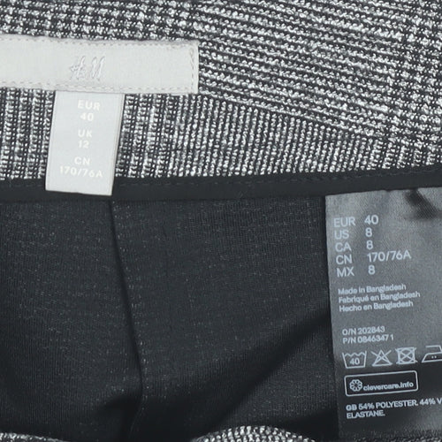 H&M Women’s Grey Check Pencil Skirt Size 12 Workwear Business