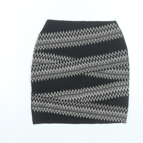 H&M Womens Black Striped Pencil Skirt XS Stretch Knit Short