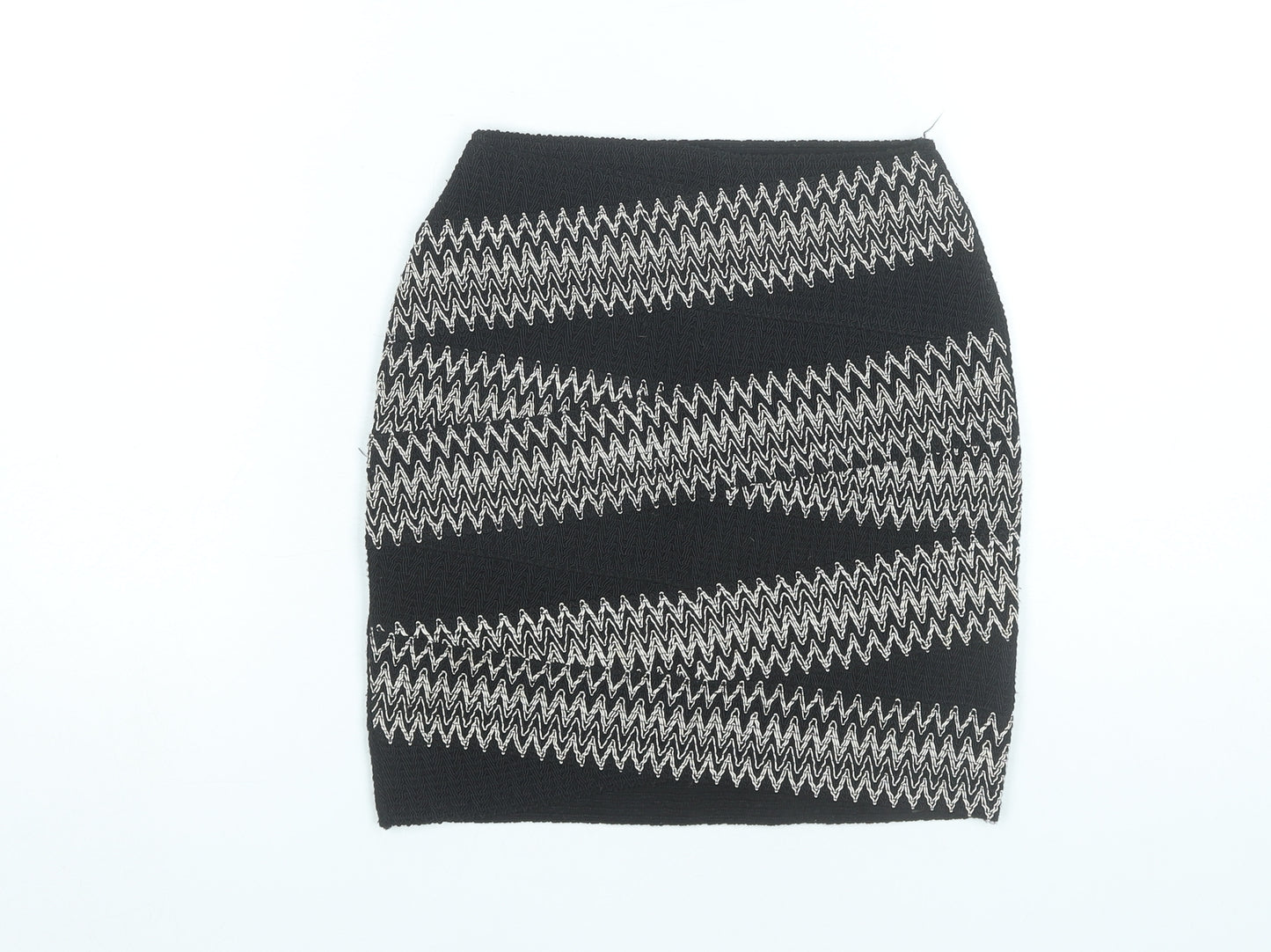 H&M Womens Black Striped Pencil Skirt XS Stretch Knit Short