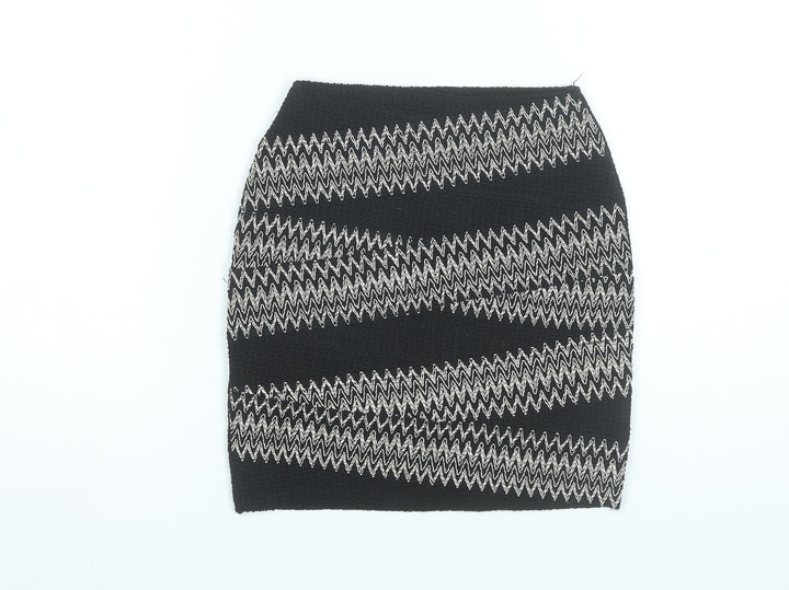 H&M Womens Black Striped Pencil Skirt XS Stretch Knit Short