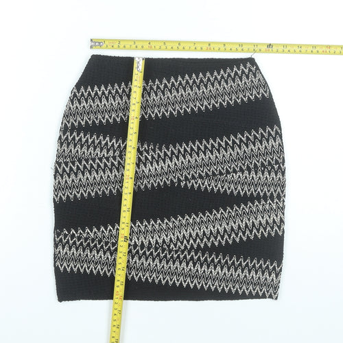 H&M Womens Black Striped Pencil Skirt XS Stretch Knit Short