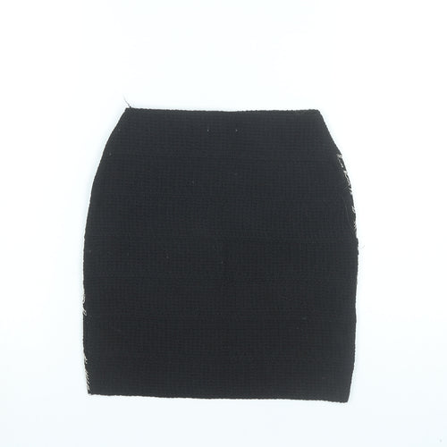 H&M Womens Black Striped Pencil Skirt XS Stretch Knit Short