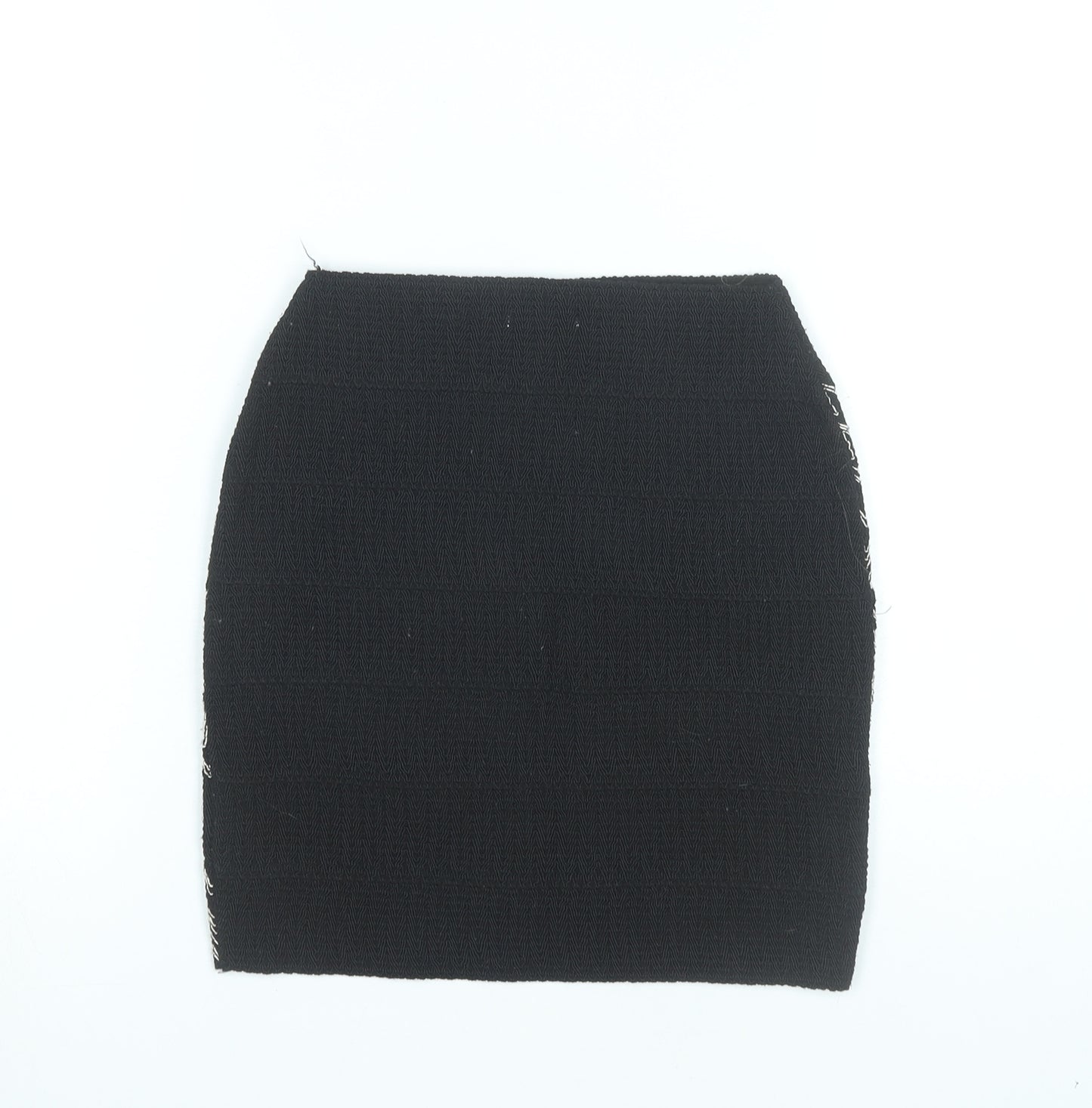H&M Womens Black Striped Pencil Skirt XS Stretch Knit Short
