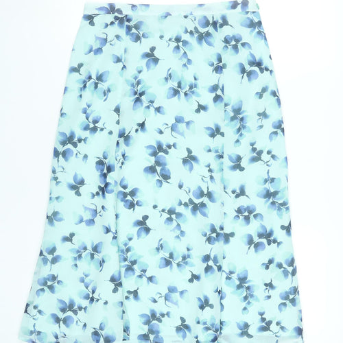 Eastex Women’s Blue Floral A-Line Midi Skirt Size 12 Polyester