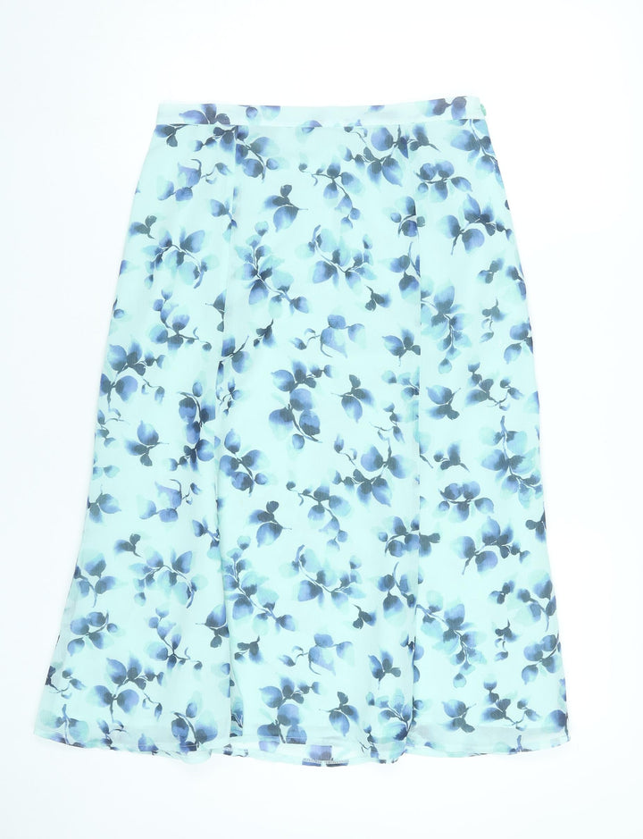 Eastex Women’s Blue Floral A-Line Midi Skirt Size 12 Polyester