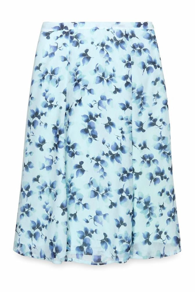 Eastex Women’s Blue Floral A-Line Midi Skirt Size 12 Polyester