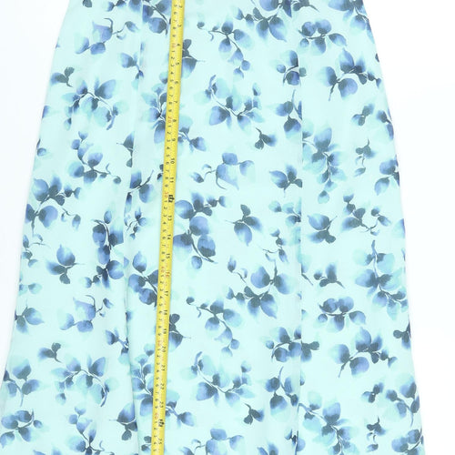 Eastex Women’s Blue Floral A-Line Midi Skirt Size 12 Polyester