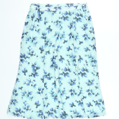 Eastex Women’s Blue Floral A-Line Midi Skirt Size 12 Polyester