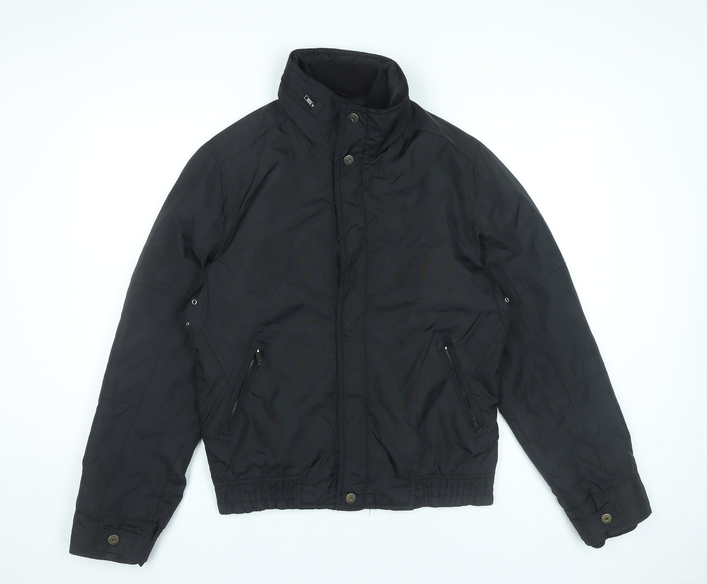 Zara Man Black Bomber Jacket Men's M Regular Fit Polyester