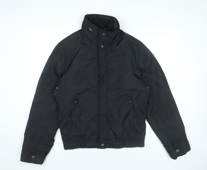 Zara Man Black Bomber Jacket Men's M Regular Fit Polyester