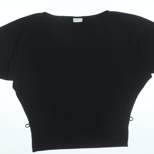 Wallis Women Black Tunic Blouse L Dolman Sleeve Scoop Neck