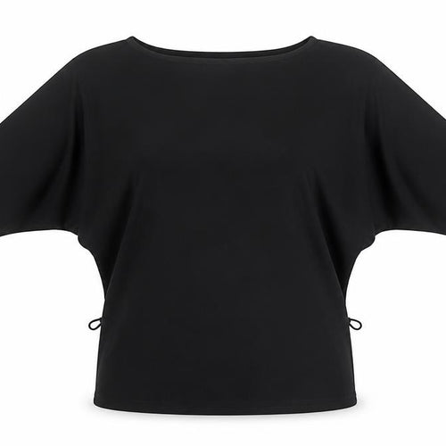 Wallis Women Black Tunic Blouse L Dolman Sleeve Scoop Neck