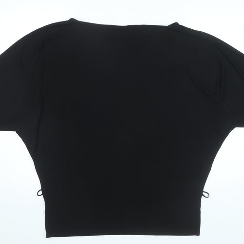 Wallis Women Black Tunic Blouse L Dolman Sleeve Scoop Neck